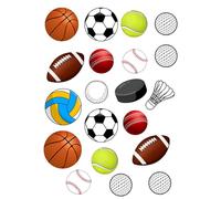 Edible print A4 sport theme Cake topper set cake decorations wafer/icing paper UNCUT - Birthday - Retirement - football, hockey, basketball, cricket, baseball (wafer card)