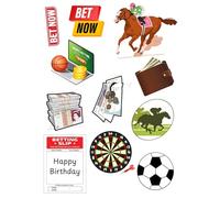 Edible print A4 sports betting theme Cake topper set cake decorations wafer card NOT PRECUT, horse racing