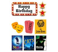 Edible print A4 Theatre Musicals theme Cake topper set cake decorations icing paper UNCUT - Happy Birthday - (wafer card)