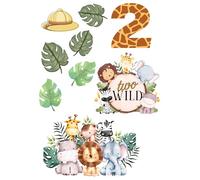 Edible print A4 Two Wild Safari theme Cake topper set cake decorations wafer/icing paper UNCUT - 2nd Birthday / (wafer card)