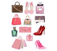 Edible print A4 Womans Girls theme Cake topper set cake decorations wafer/icing paper UNCUT - Birthday - Mum - Handbags Perfume High heels (wafer card)