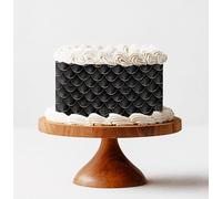 Edible Print Black Dragon Scales Birthday Cake Wrap Topper | Premium Icing Sheet or Wafer Paper | Cake Decoration for Fantasy Book Lover for Baker's Gift Birthday Wedding Cake (Premium Icing Sheet)