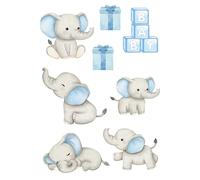 Edible print Elephant Boy baby shower theme Cake topper set cake decorations wafer/icing paper UNCUT - Birthday - Retirement - (wafer card)