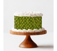Edible Print Green Dragon Scales Cake Topper Ribbon Cake Wrap | Premium Icing Sheet or Wafer Paper | Cake Decoration Booktok for Baker's Gift Birthday Wedding (Premium Icing Sheet)