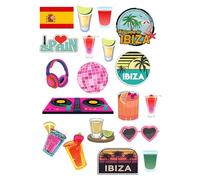 Edible print Ibiza Spain theme Cake topper set cake decorations wafer card NOT-PRECUT - Birthday - Retirement - Hen