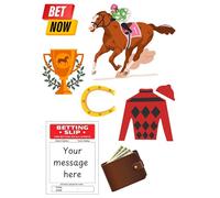 Edible print personalised A4 Horse Racing Betting theme Cake topper set cake decorations icing paper UNCUT