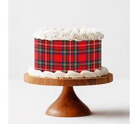 Edible Print Red Tartan Cake Wrap Topper | Premium Icing Sheet or Wafer Paper | Cake Decoration Scottish theme for Baker's Gift Birthday Wedding Cake (Premium Icing Sheet)