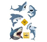 Edible print Shark theme Cake topper set cake decorations wafer card NOT-PRECUT- Birthday - Retirement -