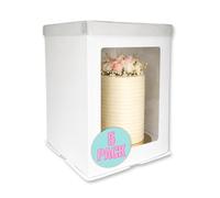 Edible Print Supplies 12" Extra-Tall White Cake Boxes with Clear Lid and Full Display Window, Pack of 5 (12 inch (12 x 12 x 14 Inch))