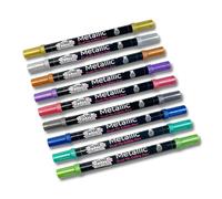 Edible Print Supplies Metallic Edible Dual-Tip Pens by Sweet Artist (EPS) - Write onto Icing Sheets, Wafer Paper, Fondant and Royal Icing with Edible Metallic Markers - Full Set of 9 Colours