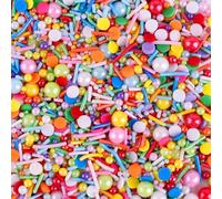Edible Rainbow Sprinkles Rainbow Pearl Mix Pastel Jimmies Sprinkle White Pink Sugar Pearls for Cake Decorating Sanding Sugar Candy Pearls Ice Cream Toppings Wedding Chirstmas Supplies - 3.5 Oz