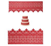Edible Red Lace Strips - 12” x 4” - Set of 5 - Flexible Ready-to-Use Cake Ribbon Decoration for Wedding, Birthday & Party Cakes, Cupcakes and Desserts