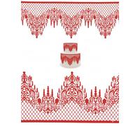 Edible Red Lace Strips - 13” x 4.5” - Set of 5 - Flexible Ready-to-Use Cake Ribbon Decoration for Wedding, Birthday & Party Cakes, Cupcakes and Desserts