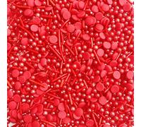 Edible Red Sprinkles for Cake Decorating 100g Mix for Pearls Wafers Sugar Strands-Crystals Cake Icing Topper Wedding Birthday Christmas Halloween Easter Carnival