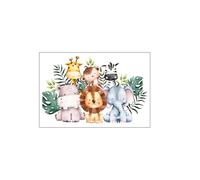 edible safari animal cake topper decoration- Premium icing paper - NOT-PRECUT - (Design 1)