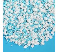 Edible Snowflake Sprinkles,Blue White Nonpareils Pearls Jimmies Mix Sugar Sprinkle,130g,Candy for Cake Decorating,Cupcakes,Donuts,Cookies,Ice cream Toppers,Birthday Party,Dessert Frozen Decorations