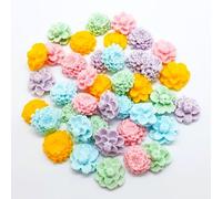 Edible Sugar Fondant Flowers Cake Toppers, Decorative,40 Pcs Multi-Colour Pack for All Occasions