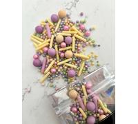 Edible Summer Burst Cake Sprinkles Mix - Yellow, Lilac, Pink, Green & Turquoise Sugar Pearls for Cupcake & Cake Decorations - 45g by YAYSPRINKLES