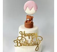 Edible Teddy Bear Cake Toppers - 3D Sugar Fondant Figure - Kids Birthday Decorations - Handmade Present - Christening, Baby Shower (pink)