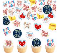 Edible Thank You Cupcake Topper Colorful Thank You Drink Topper | Edible Circle Thankful Cupcake Picks Thanks Cupcake Decor Teacher's Day Nurse's Day Graduation Thanksgiving Party Decoration