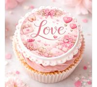 Edible Valentine's Day cupcake toppers wafer rice paper cupcake toppers cake decorations Red Pink colours hearts Heart 14th February love celebration Love is in the air