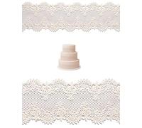 Edible White Cake Lace Strips - 11.5” x 3.5” - Set of 2 - Flexible Ready-to-Use Cake Ribbon Decoration for Wedding, Birthday & Party Cakes, Cupcakes and Desserts