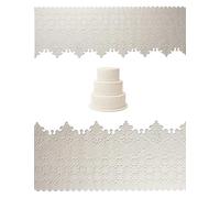 Edible White Lace Strips - 12” x 4” - Set of 2 - Flexible Ready-to-Use Cake Ribbon Decoration for Wedding, Birthday & Party Cakes, Cupcakes and Desserts