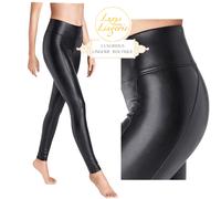 Edie Forming Leggings by Wolford 34 Black Shaping Pants in Leather Look