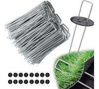 Ediesi Garden Pegs, 50 and 100 pieces, Artificial Grass Pins, for Artificial Grass, Tent Pegs Metal Heavy Duty, Garden Stakes, Galvanised, U Shaped, Fencing Pins (100 pieces)