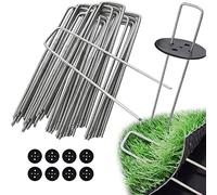 Ediesi Garden Pegs, 50 and 100 pieces, Artificial Grass Pins, for Artificial Grass, Tent Pegs Metal Heavy Duty, Garden Stakes, Galvanised, U Shaped, Fencing Pins (100 pieces)