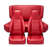 EDIETH Front and Rear Seat Covers for Jeep Wrangler TJ 1997 1998 1999 2000 2001 2002 Leather Material Durable Automotive Interior Protection with Enhanced Padding-Red