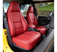 EDIETH Front Seat Covers for Jeep Wrangler TJ 1997 1998 1999 2000 2001 2002 Leather Material Durable Automotive Interior Protection with Enhanced Padding-Red