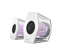 Edifier G2000 Pro 2.0 RGB Gaming Speakers, 64W Peak Power, White | Virtual 7.1 Surround Sound, 270° TempoFlow Light Sync, Transparent Design, BT/USB-C/AUX Input for PC PS5 Switch Game Console