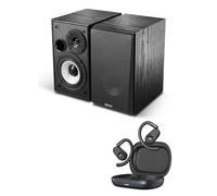Edifier R990BT Bluetooth 5.4 Bookshelf Speakers (Black) + A6 Open-ear True Wireless Earbuds (Black) - Portable Listening & Desktop Audio Immersion, All-Round Sound Experience