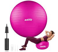 EDIFIT, Pilates Ball, 55, 65 and 75 cm, Yoga Accessories, Fitness, Various Sizes, Small, Medium, Large, Home Gym, Pregnancy, Includes Inflator (55 cm, Pink)