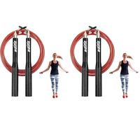 EDIFIT, Skipping Rope, 3 Metres, 165 mm Handle, Adjustable, for Men and Women, Gym Equipment, Home Exercise, Fitness, Boxing, Training (Red and Black) (Pack of 2)