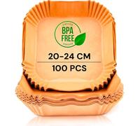 edihome, Air Fryer Liners, Accessories, Pack of 100, 20-24 cm, BPA Free, Disposable, for Oven, 5 to 8 litres (Square, 20-24 cm)