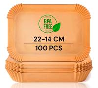edihome, Baking Paper for Hot Air Fryer, for Air Fryer, Pack of 100, 22 x 14 cm, Rectangular, BPA-Free, Accessories Hot Air Fryer, Disposable, for Oven