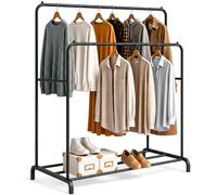 edihome, Clothes Rail, Coat Stand, Rack, Double, for Bedroom, 110X150X54 cm, Resistant, Metal, with Shoe Support, Organizer, Easy Assembly (Black)