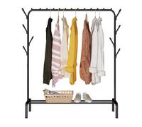 edihome, Clothes Rail, Rack for Bedroom, 122 x 39 x 148 cm; 2.1 kg, Heavy Duty, Metallic, with Shoe Holder, for Hanging Clothes, Skirts, Shirts, Trousers (Black)