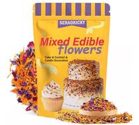 Edilble Flowers - 5 Kinds Natural Dried Edilble Flowers Petal Blend ‘Over The Rainbow’ - 50g - Edible Flowers for, Cake Decoration, Soap Making, Ice cream.Include Rose Petals,Cornflower,Calendula Etc.