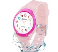 Edillas Kids Watch,Children Analogue Quartz Watch for Boys Girls,Waterproof Time Teach Watches,Soft Band Wrist for Sport Outdoor Kids Wrist Watches(Pink)