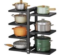 EDIMENS 7-Tier Adjustable Pan Organiser - Heavy Duty Space Saving Rack for Pots, Pans & Lids, Fits UK Cabinets, 15 Pounds/Tier Capacity, Rust-Proof & Countertop/Cabinet Modes