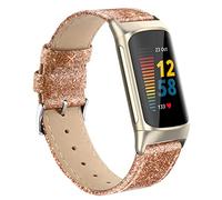 EDIMENS Genuine Leather Strap Compatible with Fitbit Charge 5 Wristband for Men and Women, Soft Breathable Genuine Leather Strap Sports Strap for Fitbit Charge 5 Activity Tracker