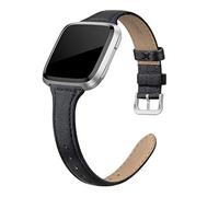 EDIMENS Genuine Leather Strap Compatible with Fitbit Versa 2 / Fitbit Versa Lite & SE/Fitbit Versa, Slim Thin Replacement Leather Strap for Versa Women Men, Black, Champagne, Rose Gold, Tan