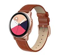 EDIMENS Genuine Leather Strap Compatible with Samsung Galaxy Watch 3 41mm / Galaxy Watch Active 40mm / Active 2 44mm / Galaxy Watch 42mm, 20mm Slim Replacement Bands for Women Men, Cognac Brown