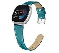 EDIMENS Leather Bands Compatible for Fitbit Versa 3 / Fitbit Versa 4 / Fitbit Sense for Women Men, Genuine Leather Bands Replacement Wristbands Straps Compatible with Versa 3/4 Sense