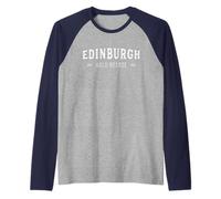 Edinburgh Auld Reekie Scotland Retro Raglan Baseball Tee