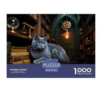 Edinburgh Blue Cat Wooden Jigsaw Puzzle Waterproof 1000 Piece Puzzles for Adults Challenging And Brainteasing Educational Games