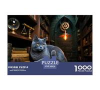 Edinburgh Blue Cat Wooden Jigsaw Puzzle Waterproof 1000 Piece Puzzles for Adults Fun Home Decoration